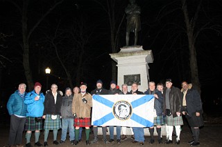 At the Burns statue in Victoria Park on the Friday evening