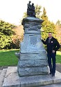 Brent Townsend at perhaps the oldest literary landmark in British Columbia. This uncredited bronze and stone statue to Robert Burns was unveiled in Beacon Hill Park in Victoria on Vancouver Island, Canada. It was unveiled in November of 1900.