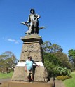 Dick Silvester at the Burns monument in downtown Sydney, Australia. It was erected in 1905, the 5th of 8 statues erected in Australia. The 2.9-metre bronze statue created by Frederick Pomeroy depicts Robert Burns resting against a ploughshare.